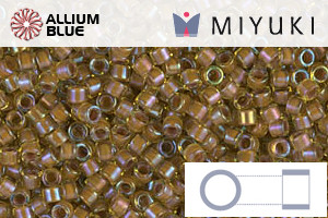 MIYUKI Delica® Seed Beads (DB1738) 11/0 Round - Cocoa Lined Chartreuse AB