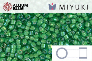 MIYUKI Delica® Seed Beads (DB1787) 11/0 Round - White Lined Green AB - 關閉視窗 >> 可點擊圖片