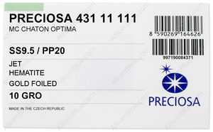 PRECIOSA Chaton O ss9.5/pp20 jet G Hem factory pack