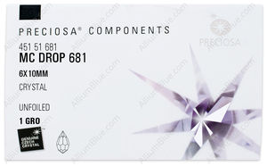 PRECIOSA Drop Pend.681 6x10 crystal factory pack