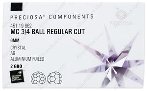 PRECIOSA 3/4 Ball 6mm crystal AB factory pack