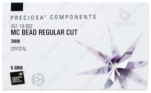 PRECIOSA Round Bead,Simp. 3 mm crystal Aur-f factory pack