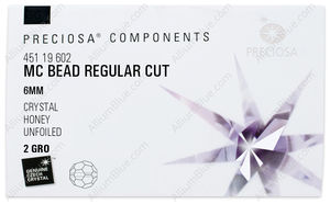 PRECIOSA Round Bead,Simp. 6 mm crystal Hon factory pack