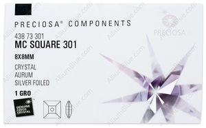 PRECIOSA Loch Square 1H 8x8 crystal S Aur factory pack