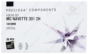 PRECIOSA Navette 2H 18x9 crystal S AB factory pack