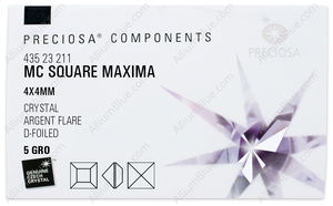 PRECIOSA Square MXM 4x4 crystal DF AgF factory pack