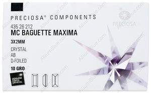 PRECIOSA Baguette MXM 3x2 crystal DF AB factory pack