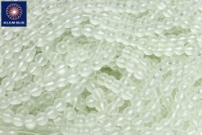 Glass Beads Strand, Glass, White (Frosted), 6mm