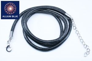 Leather Chain, 3mm Diameter Necklace, Leather, 黒, 18inch