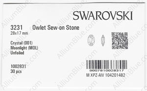 SWAROVSKI 3231 28X17MM CRYSTAL MOONLIGHT factory pack