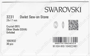 SWAROVSKI 3231 28X17MM CRYSTAL SILVSHADE factory pack
