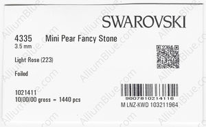 SWAROVSKI 4335 3.5MM LIGHT ROSE F factory pack