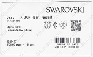 SWAROVSKI 6228 14.4X14MM CRYSTAL GOL.SHADOW factory pack
