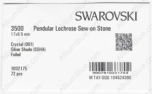 SWAROVSKI 3500 17X9.5MM CRYSTAL SILVSHADE F factory pack