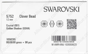SWAROVSKI 5752 12MM CRYSTAL GOL.SHADOW factory pack