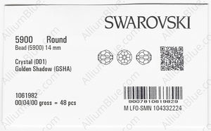 SWAROVSKI 5900 14MM CRYSTAL GOL.SHADOW factory pack