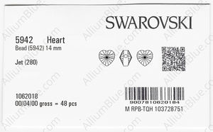 SWAROVSKI 5942 14MM JET factory pack