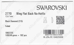 SWAROVSKI 2770 12X7MM BLACK DIAMOND F factory pack