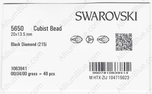 SWAROVSKI 5650 20X13.5MM BLACK DIAMOND factory pack