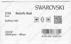 SWAROVSKI 5754 8MM SUNFLOWER factory pack