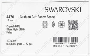 SWAROVSKI 4470 12MM CRYSTAL SILVNIGHT F factory pack