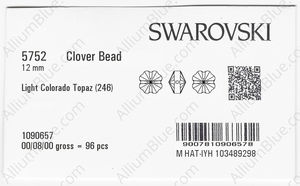 SWAROVSKI 5752 12MM LIGHT COLORADO TOPAZ factory pack