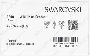 SWAROVSKI 6240 12MM BLACK DIAMOND factory pack