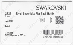 SWAROVSKI 2826 5MM JET M HF factory pack
