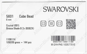 SWAROVSKI 5601 6MM CRYSTAL BRONSHAB2X factory pack