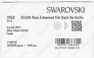 SWAROVSKI 2058 SS 16 CRYSTAL SILVSHADE F factory pack