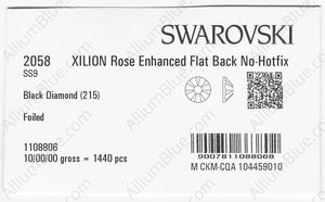 SWAROVSKI 2058 SS 9 BLACK DIAMOND F factory pack
