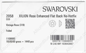 SWAROVSKI 2058 SS 9 VINTAGE ROSE F factory pack