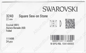 SWAROVSKI 3240 22MM CRYSTAL AB F factory pack