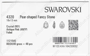 SWAROVSKI 4320 18X13MM CRYSTAL ANTIQUPINK F factory pack