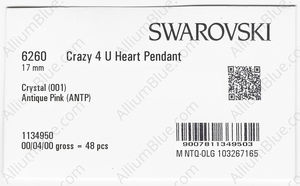 SWAROVSKI 6260 17MM CRYSTAL ANTIQUPINK factory pack