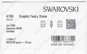 SWAROVSKI 4795 28MM JET HEMAT factory pack