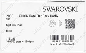 SWAROVSKI 2038 SS 6 LIGHT ROSE A HF factory pack