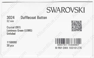 SWAROVSKI 3024 32MM CRYSTAL LUMINGREEN factory pack