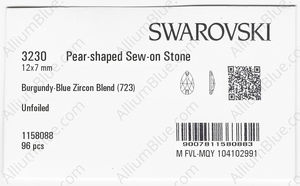SWAROVSKI 3230 12X7MM BURG.-BL. ZIRCON BL. factory pack