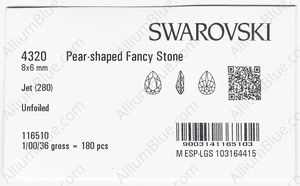 SWAROVSKI 4320 8X6MM JET factory pack