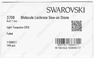 SWAROVSKI 3708 8X8.7MM LIGHT TURQUOISE F factory pack