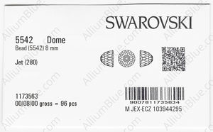SWAROVSKI 5542 8MM JET factory pack