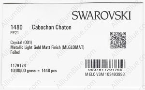 SWAROVSKI 1480 PP 21 CRYSTAL METLGTGOLD MATT FINISHED F factory pack