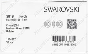 SWAROVSKI 3019 14MM CRYSTAL LUMINGREEN factory pack