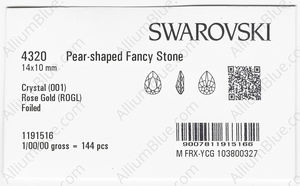 SWAROVSKI 4320 14X10MM CRYSTAL ROSE GOLD F factory pack