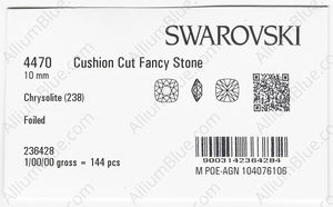 SWAROVSKI 4470 10MM CHRYSOLITE F factory pack