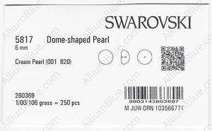 SWAROVSKI 5817 6MM CRYSTAL CREAM PEARL factory pack