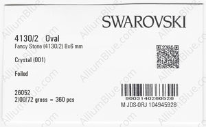 SWAROVSKI 4130/2 8X6MM CRYSTAL GG factory pack
