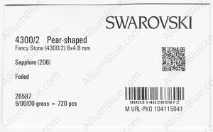 SWAROVSKI 4300/2 8X4.8MM SAPPHIRE GG factory pack