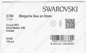 SWAROVSKI 3700 12MM CRYSTAL VM factory pack